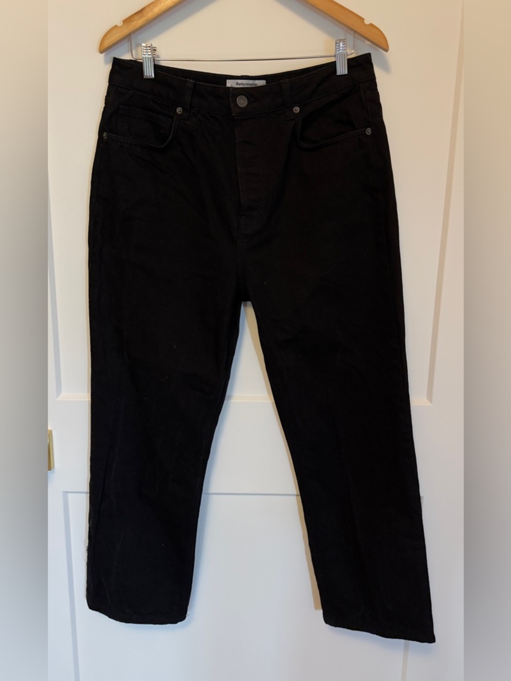 Reformation Black Straight Leg Denim Jeans Organic Cotton Size 30